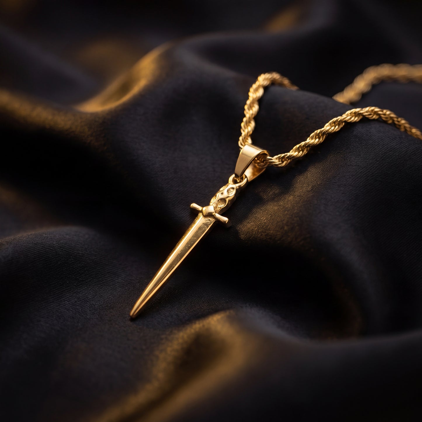 Gold Dagger Pendant Necklace