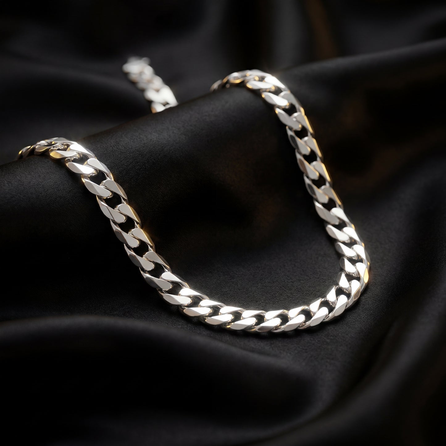 Silver Chain Necklace - Cuban 8mm