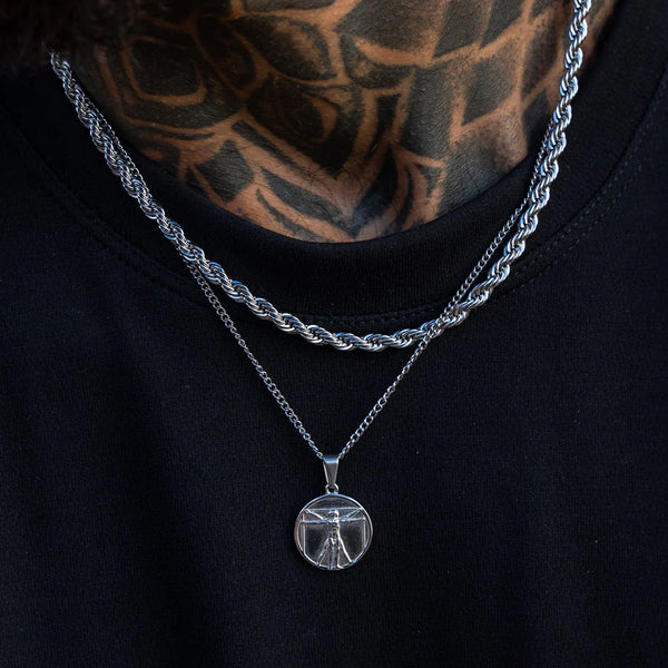 Silver Vitruvian Man Pendant Necklace – Chainzclub
