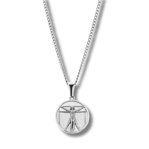 Silver Vitruvian Man Pendant Necklace – Chainzclub