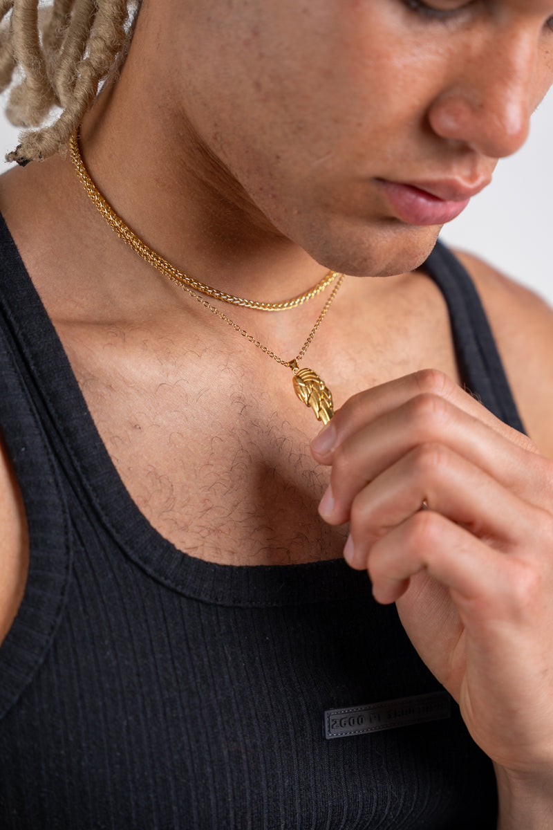 Gold Pendant Necklace - Angel Wing