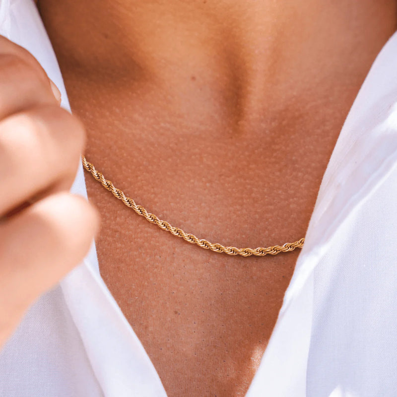 Gold Set - Crucifix and 5mm Rope Chain Necklace