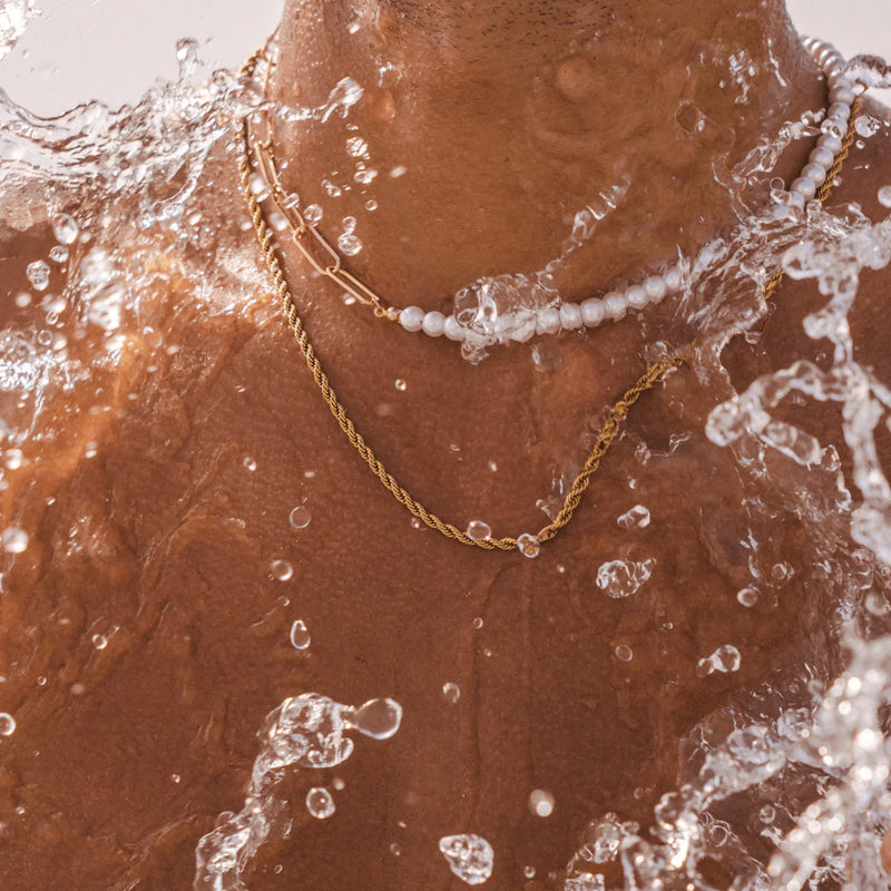 Gold Set - Crucifix and 5mm Rope Chain Necklace
