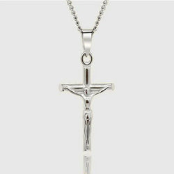 Silver Pendant Necklace - Crucifix