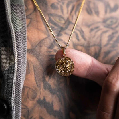 Gold Pendant Necklace - Medusa