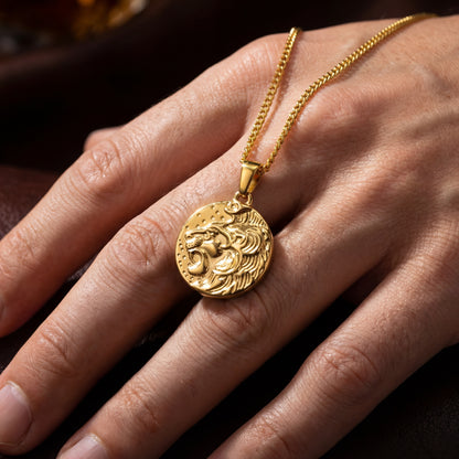 Lion Pendant Necklace - 18K Gold Plated