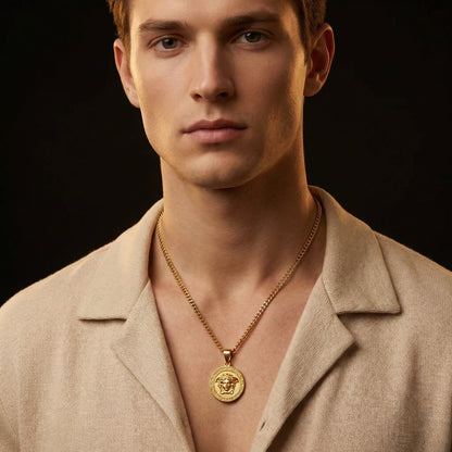 Gold Pendant Necklace - Medusa