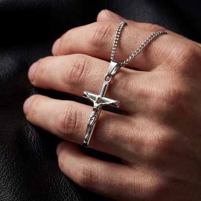 Silver Pendant Necklace - Crucifix