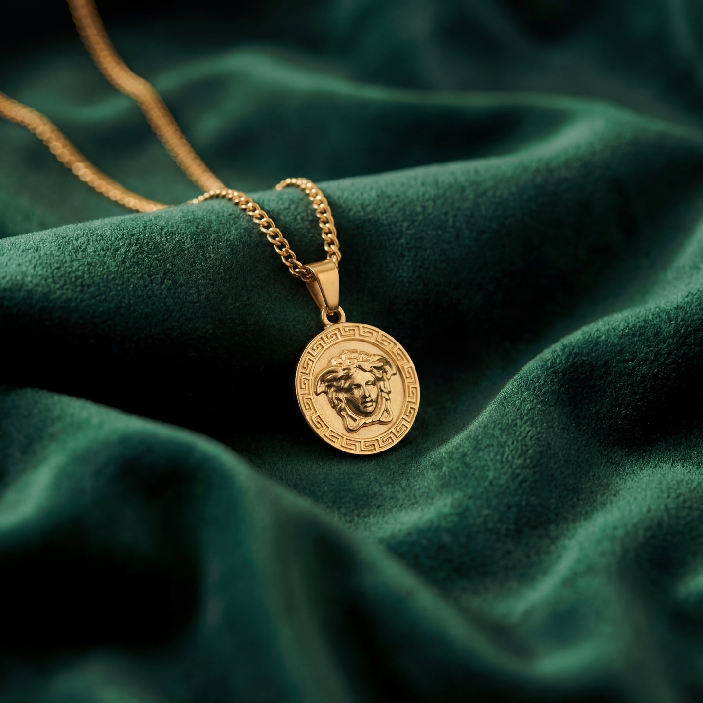 Gold Pendant Necklace - Medusa