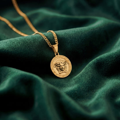 Gold Pendant Necklace - Medusa