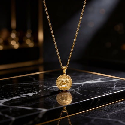 Gold Pendant Necklace - Medusa