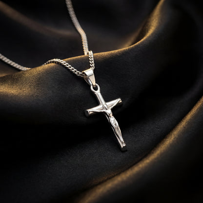 Silver Pendant Necklace - Crucifix