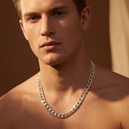 Silver Chain Necklace - Cuban 8mm