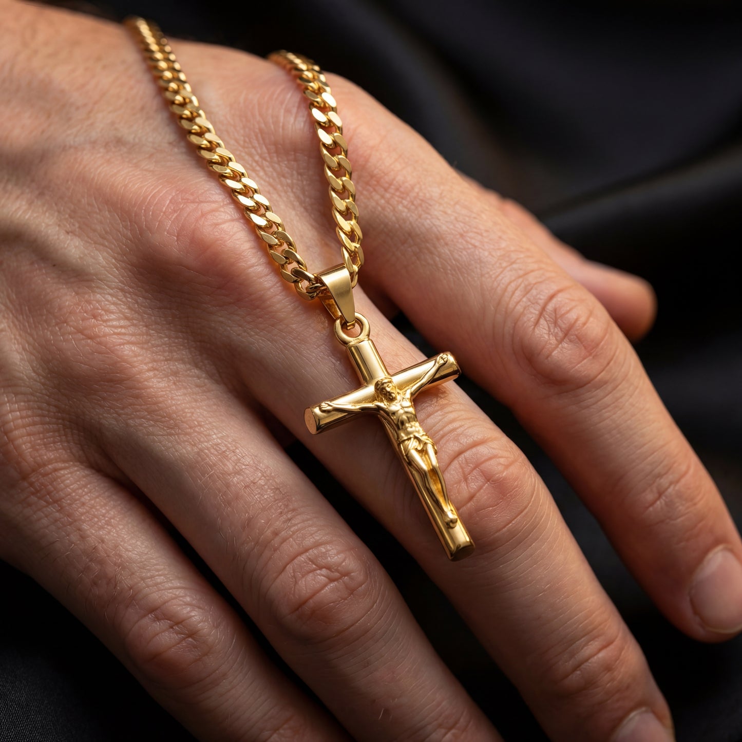 Gold Pendant Necklace - Crucifix