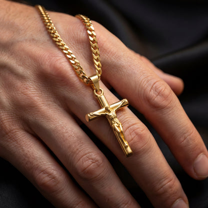 Gold Pendant Necklace - Crucifix