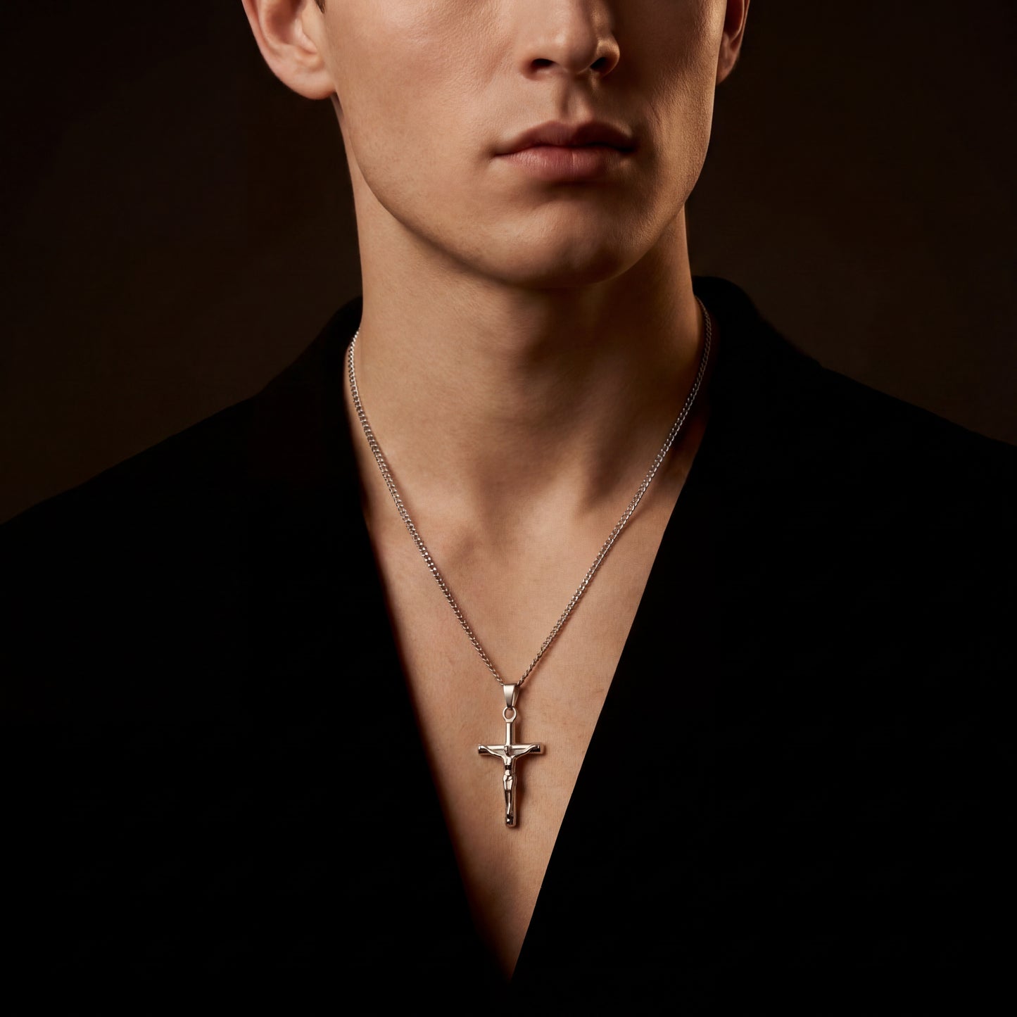 Silver Pendant Necklace - Crucifix