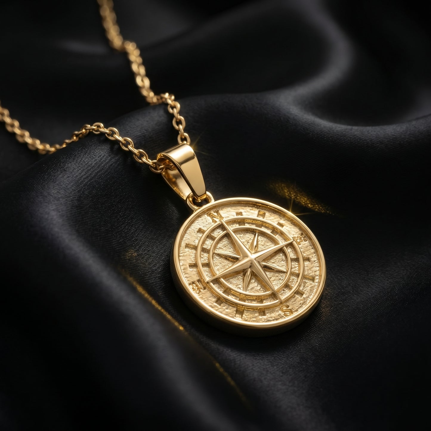 Gold Pendant Necklace - Compass