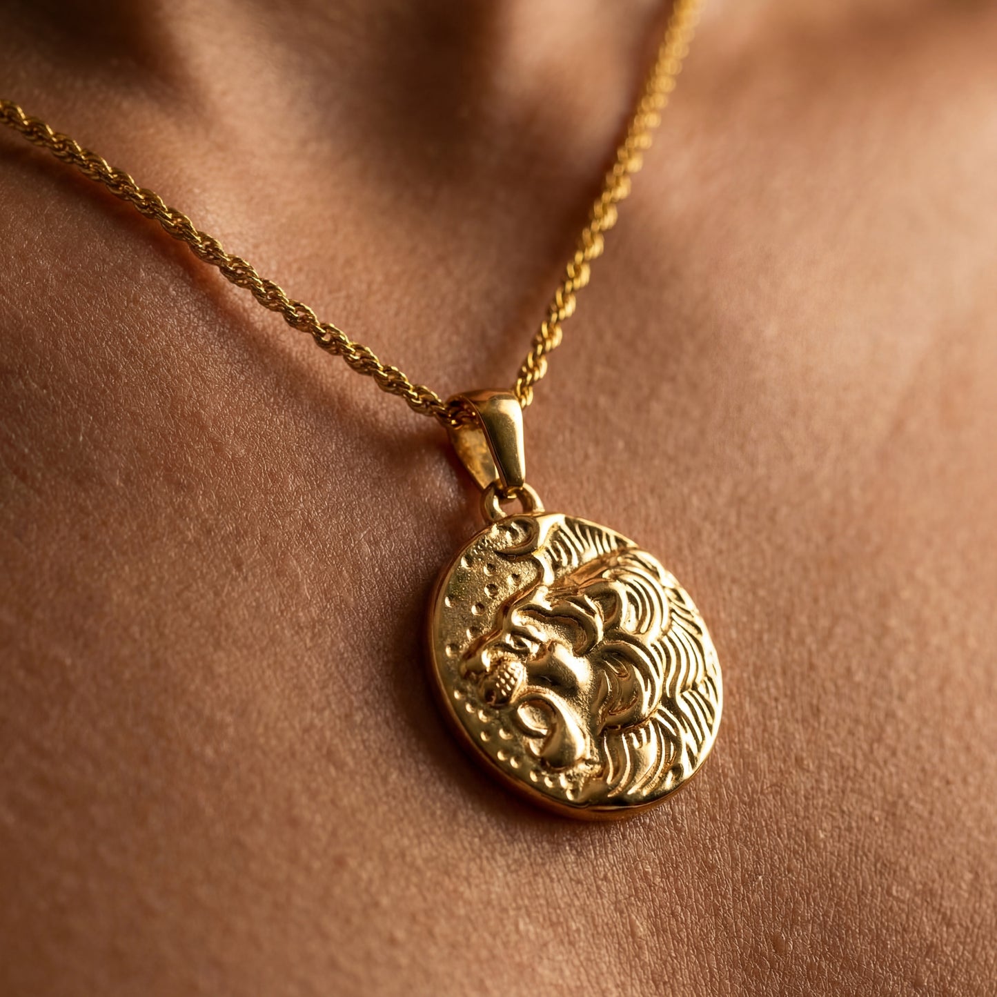 Lion Pendant Necklace - 18K Gold Plated