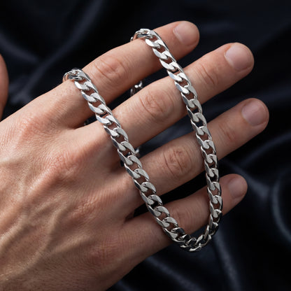 Silver Chain Necklace - Cuban 8mm