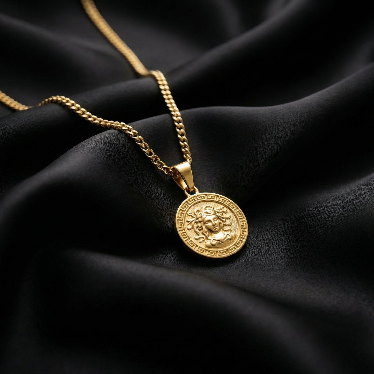 Gold Pendant Necklace - Medusa