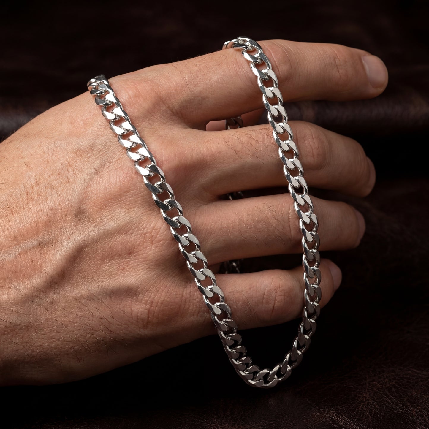 Silver Chain Necklace - Cuban 4mm