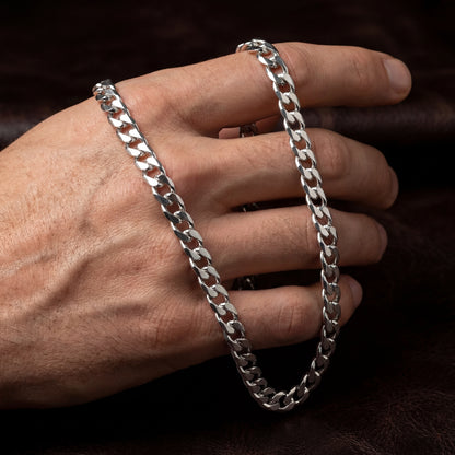 Silver Chain Necklace - Cuban 4mm