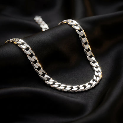 Silver Chain Necklace - Cuban 8mm