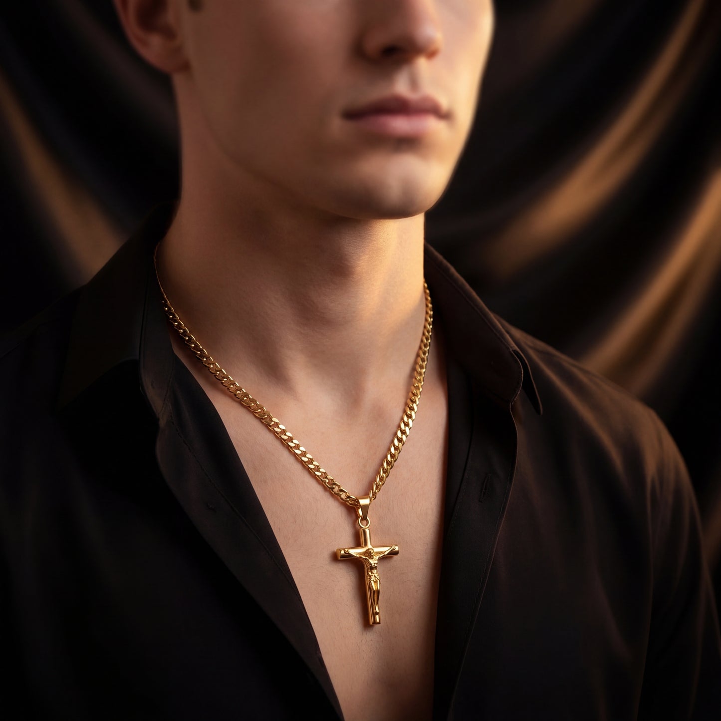 Gold Pendant Necklace - Crucifix