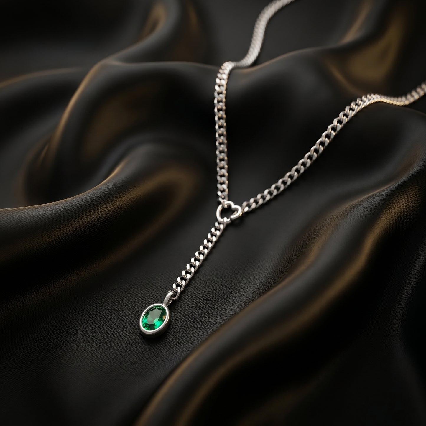 Crystal Green Charm Slip Chain Choker