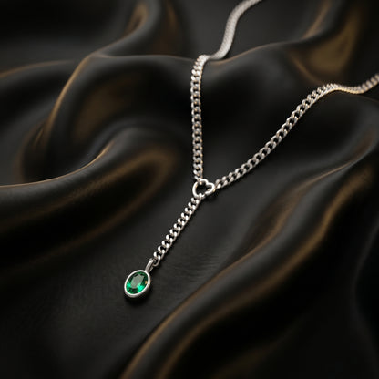 Crystal Green Charm Slip Chain Choker