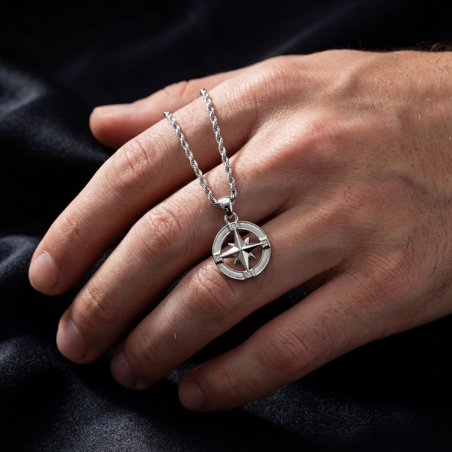 Nautical Star Pendant Necklace - Silver