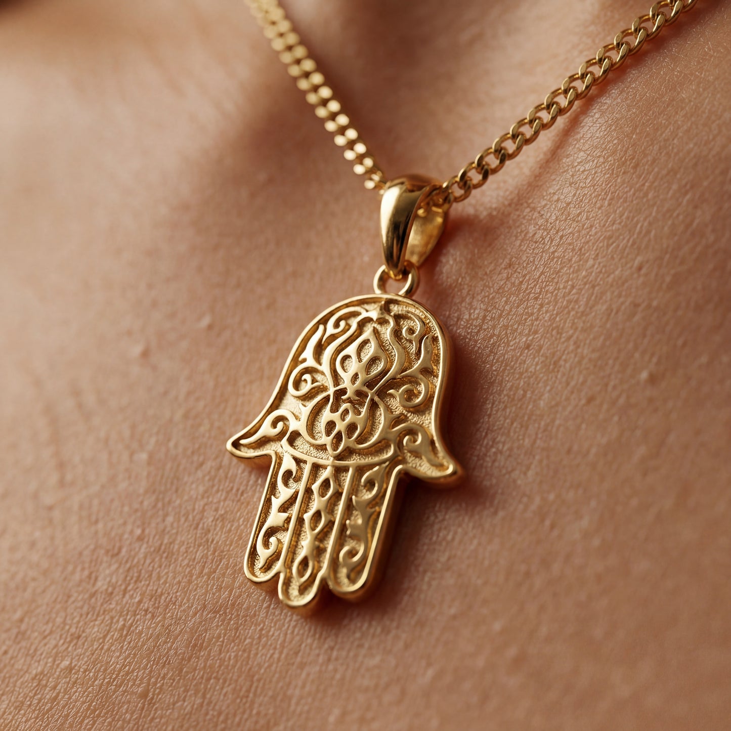 Gold Hamsa Hand Pendant