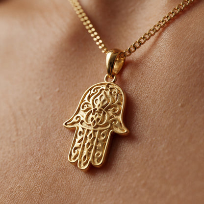 Gold Hamsa Hand Pendant