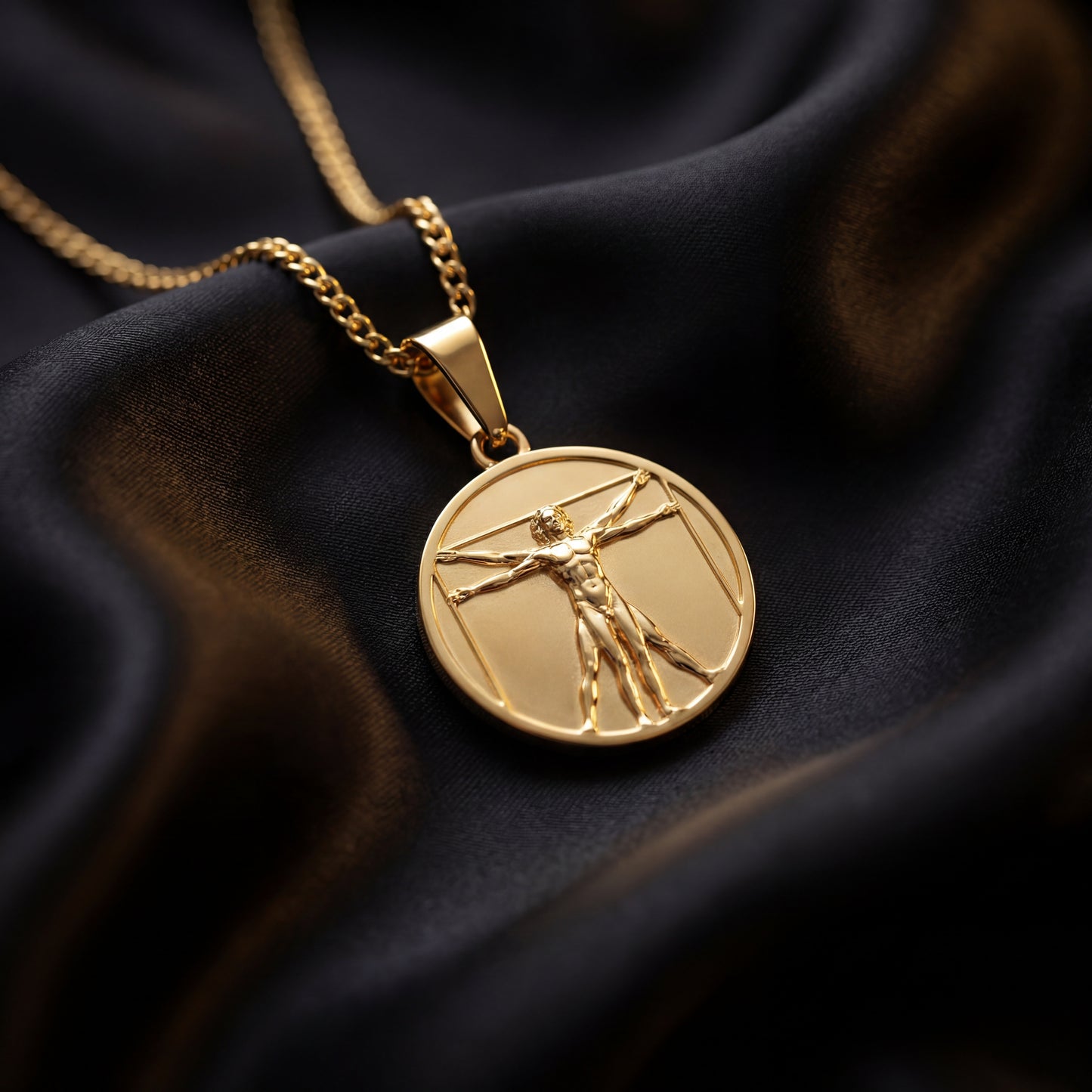 Gold Vitruvian Man Pendant Necklace