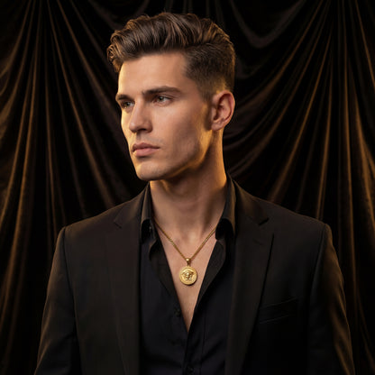 Gold Pendant Necklace - Medusa