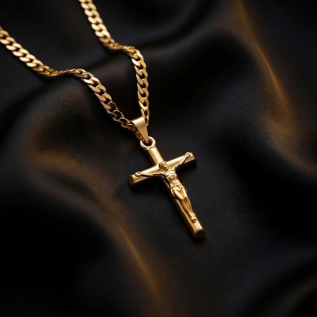 Gold Pendant Necklace - Crucifix