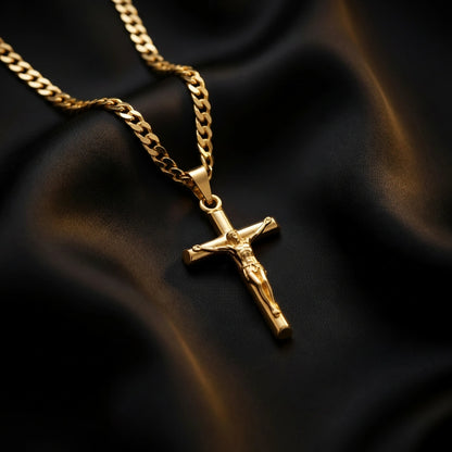 Gold Pendant Necklace - Crucifix