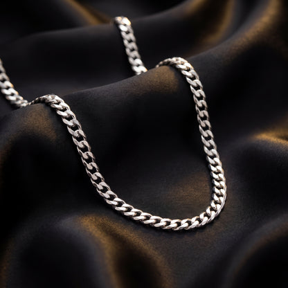 Silver Chain Necklace - Cuban 4mm