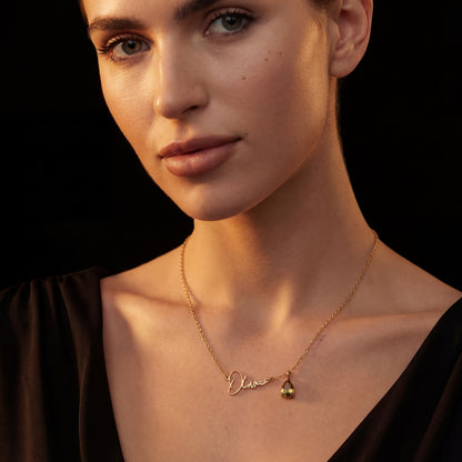 Signature Name And Birthstone Necklace