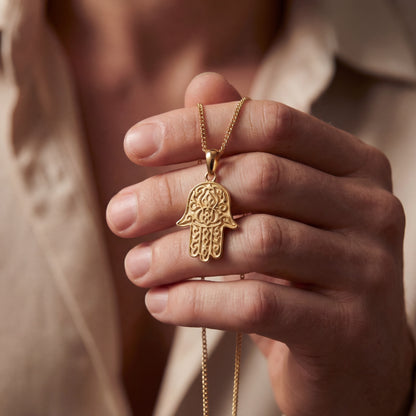 Gold Hamsa Hand Pendant