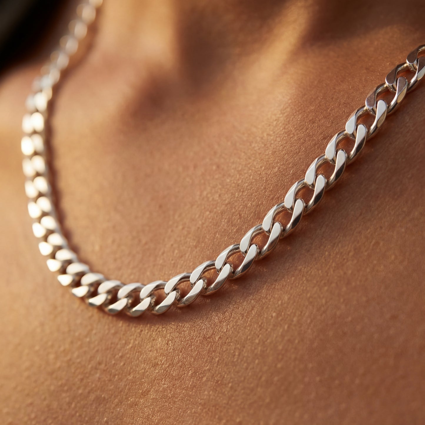 Silver Chain Necklace - Cuban 4mm