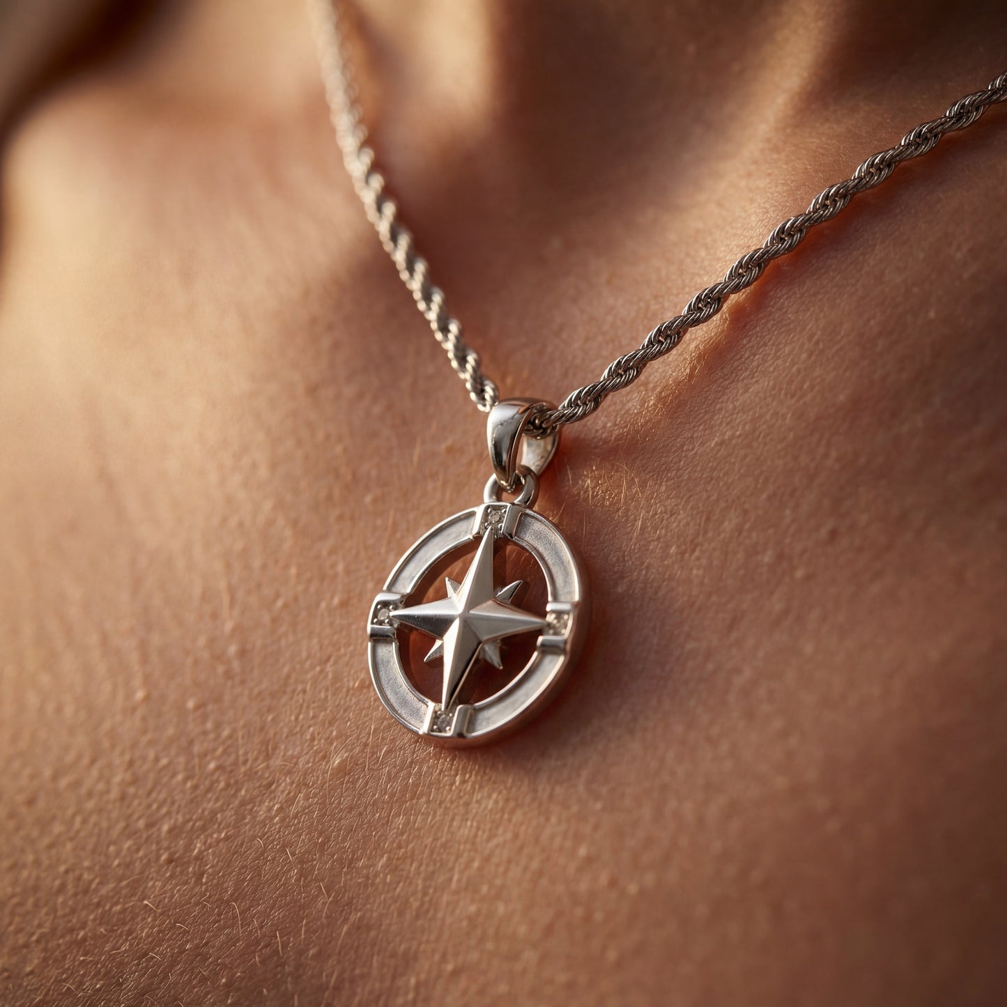 Nautical Star Pendant Necklace - Silver
