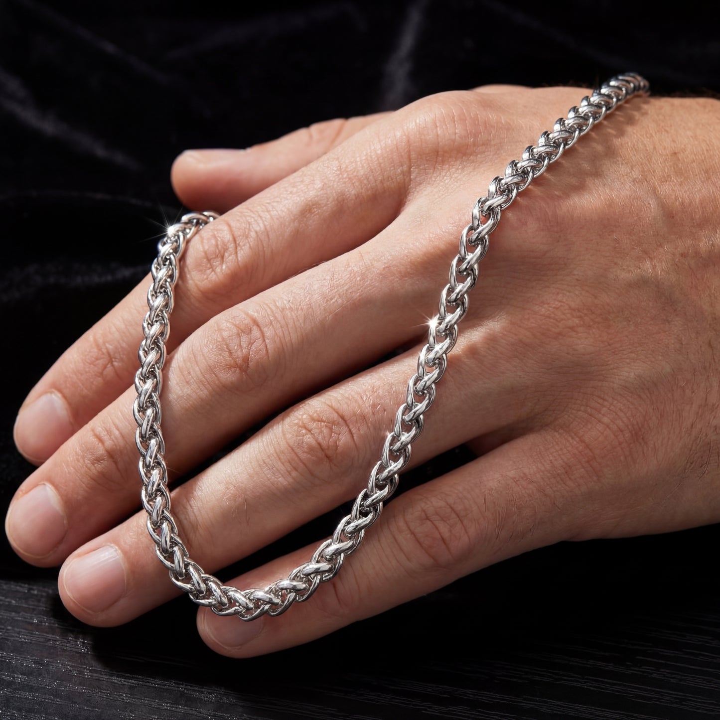 Silver Chain Necklace - Wheat 5mm