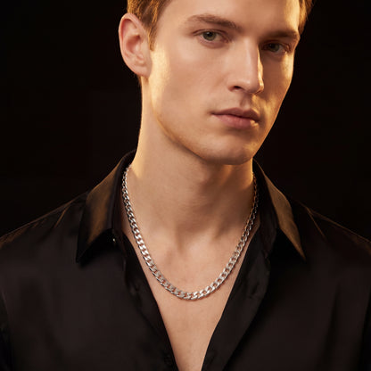 Silver Chain Necklace - Cuban 4mm