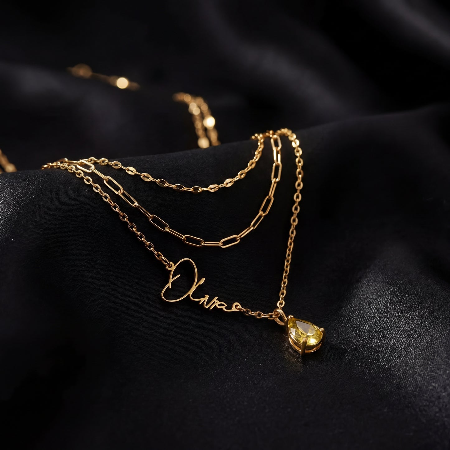 Signature Name And Birthstone Necklace