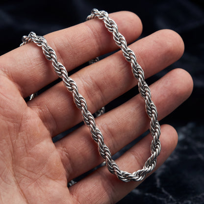 Silver Chain Necklace - Rope 5mm