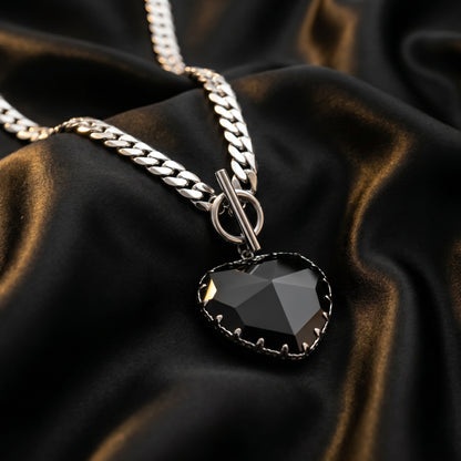 Heart Black Glass Pendant Choker