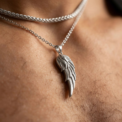 Silver Set - Wing and 5mm Rope Chain Necklace