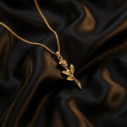 Rose Pendant Necklace - 18K Gold Plated