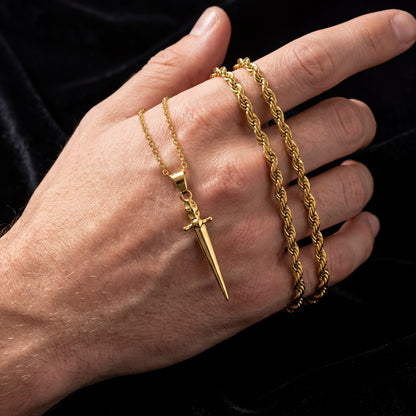 Gold Dagger Pendant Necklace